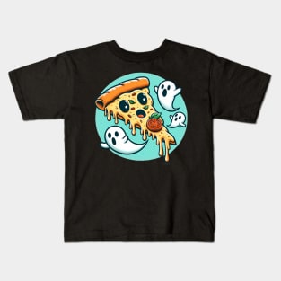 Funny Pizza Ghost Halloween Kids T-Shirt